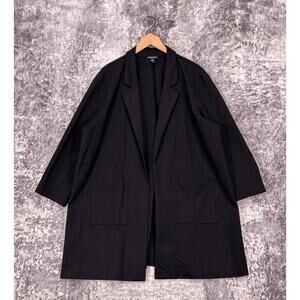Eileen Fisher Jacket 2X Womens Black Open Front Tencel Ponte Plus Size